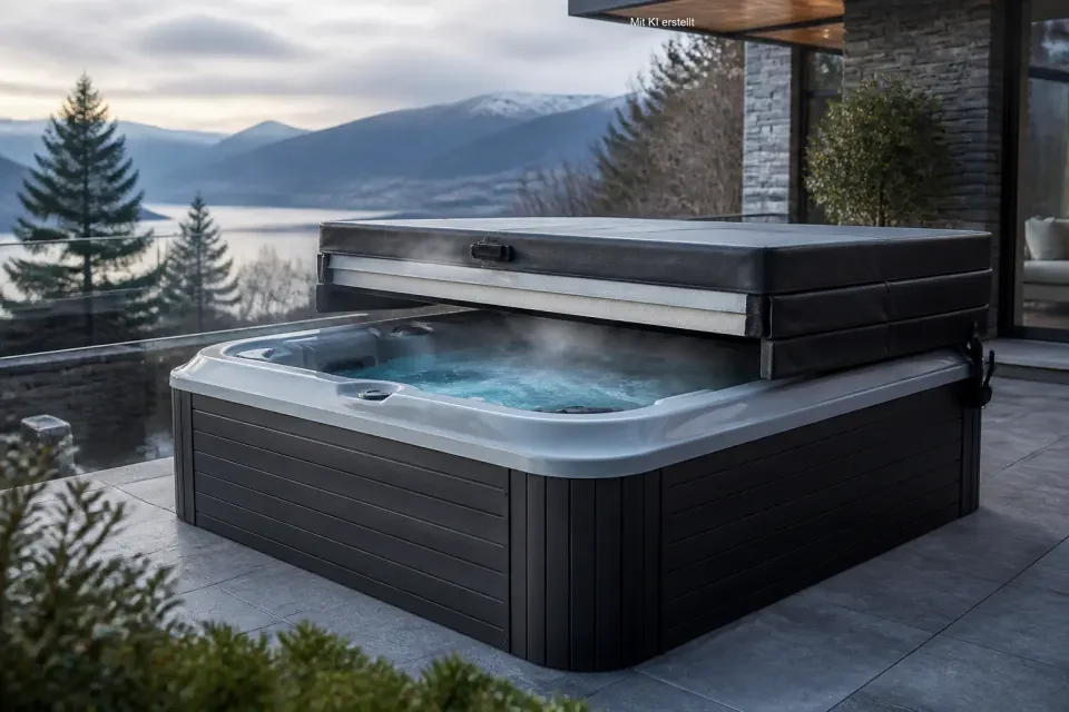 Whirlpool mit dicker isolierender Thermoabdeckung